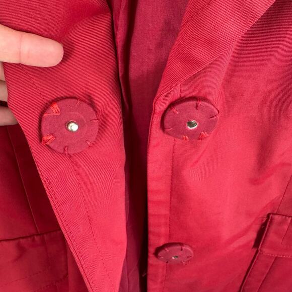 Alfani Red Nylon Cotton Collared Snap Up Lined Spring Fall Jacket Size L - Picture 5 of 8